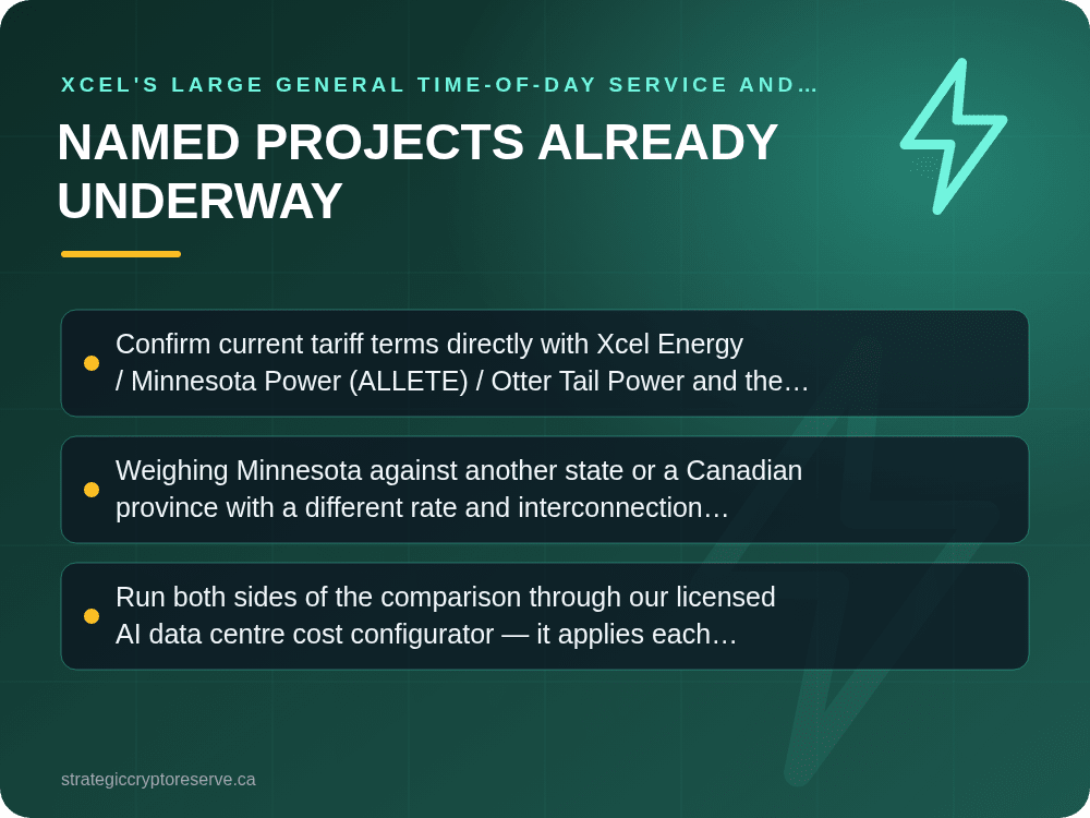Named Projects Already Underway: Xcel's Large General Time-of-Day Service and Otter Tail's Super Large General Service: What It Means for AI Data Center Siting in Minnesota