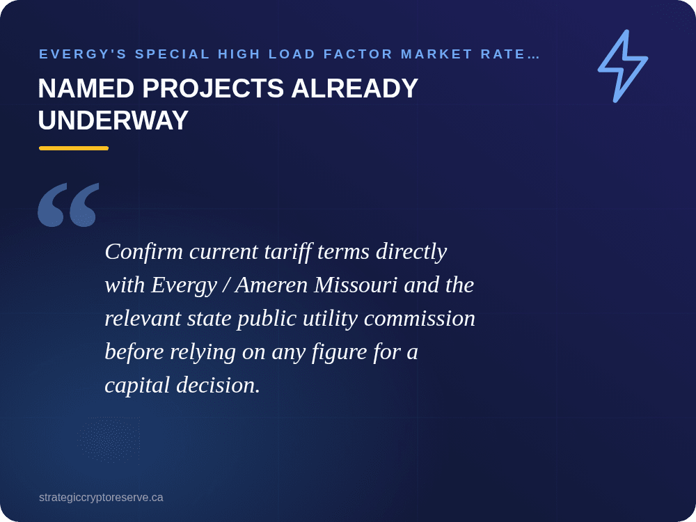 Named Projects Already Underway: Evergy's Special High Load Factor Market Rate and Large Load Power Service: What It Means for AI Data Center Siting in Missouri