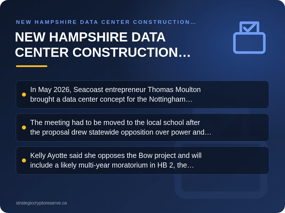 New Hampshire Data Center Construction: Where Projects Stand (September 2026): New Hampshire Data Center Construction (2026): Bow Proposal & Moratorium