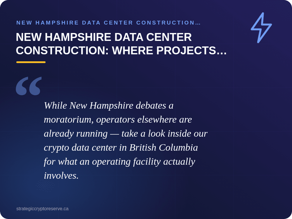 New Hampshire Data Center Construction: Where Projects Stand (September 2026): New Hampshire Data Center Construction (2026): Bow Proposal & Moratorium