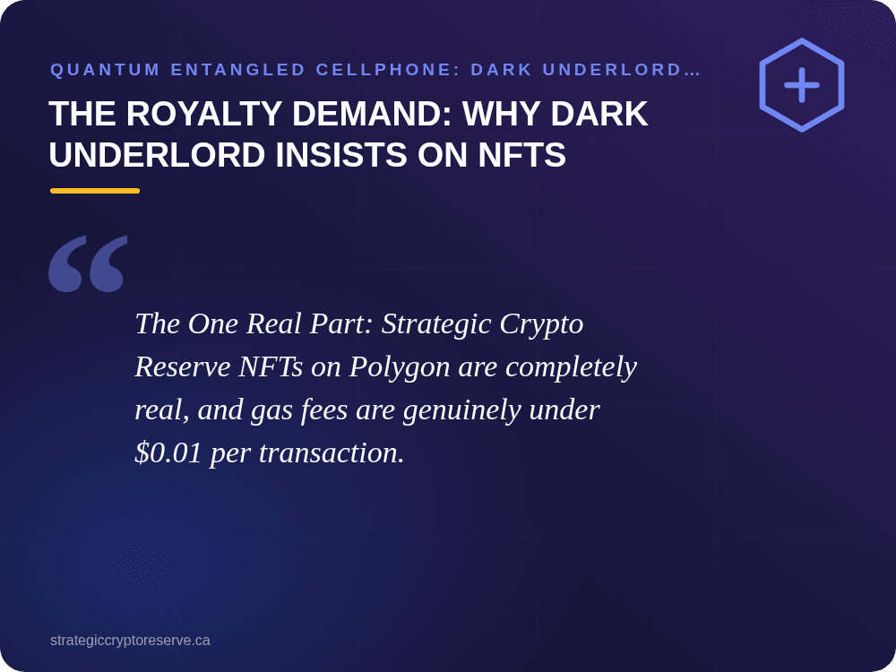 The Royalty Demand: Why Dark Underlord Insists on NFTs: Quantum Entangled Cellphone: Dark Underlord Breaks Physics