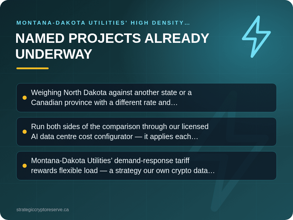 Named Projects Already Underway: Montana-Dakota Utilities' High Density Contracted Demand Response Tariff: What It Means for AI Data Center Siting in North Dakota
