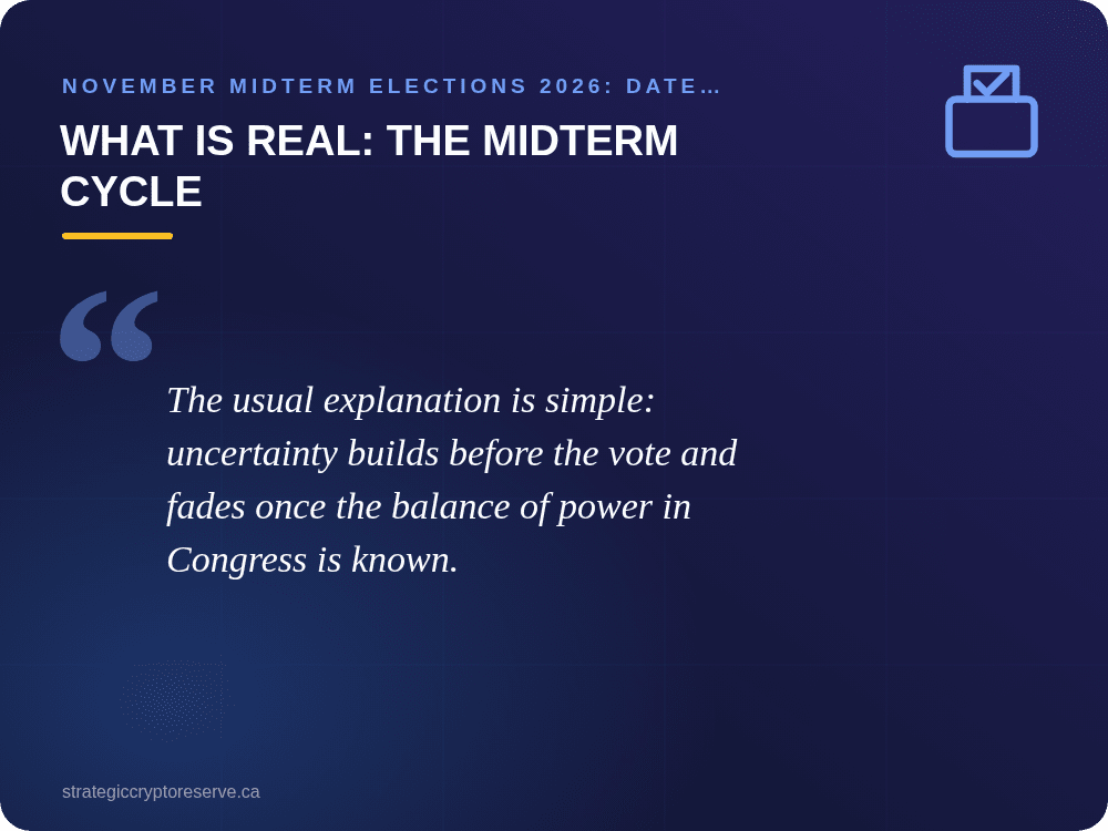 What is real: the midterm cycle: November Midterm Elections 2026: Date, Ballot, Key Races & Markets