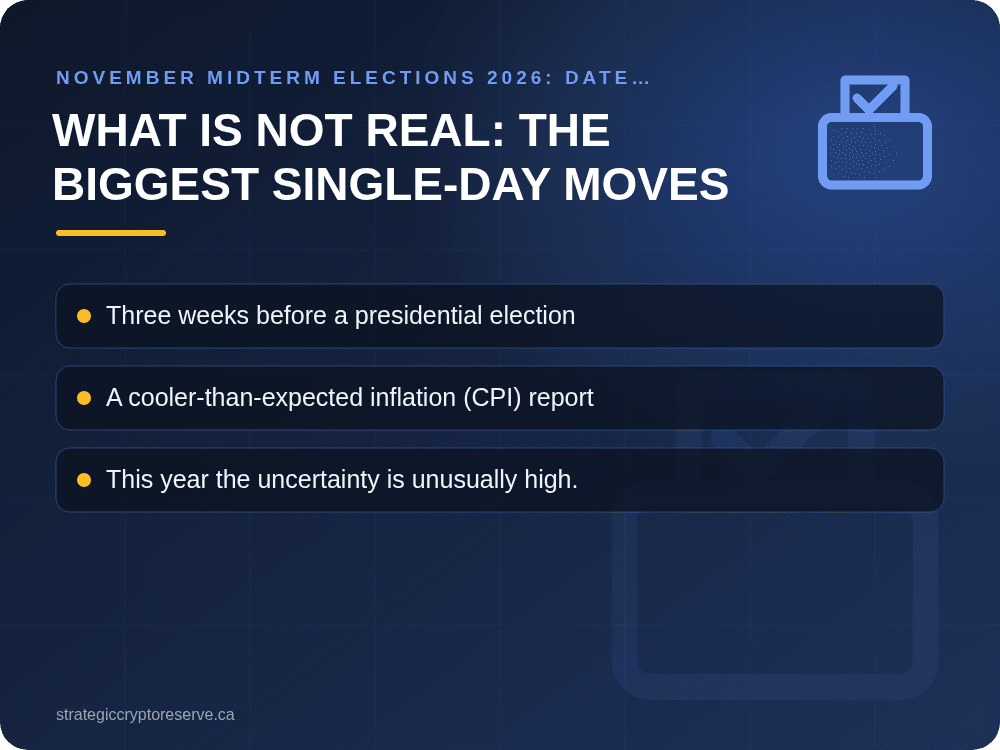 What is not real: the biggest single-day moves: November Midterm Elections 2026: Date, Ballot, Key Races & Markets
