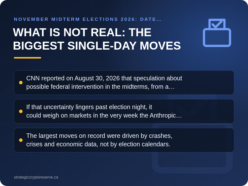 What is not real: the biggest single-day moves: November Midterm Elections 2026: Date, Ballot, Key Races & Markets