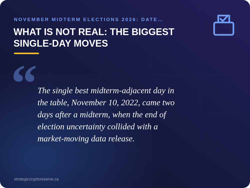 What is not real: the biggest single-day moves: November Midterm Elections 2026: Date, Ballot, Key Races & Markets