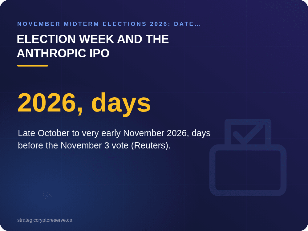 Election Week and the Anthropic IPO: November Midterm Elections 2026: Date, Ballot, Key Races & Markets