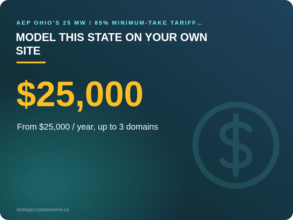 Model This State on Your Own Site: AEP Ohio's 25 MW / 85% Minimum-Take Tariff: What It Means for AI Data Center Siting in Ohio