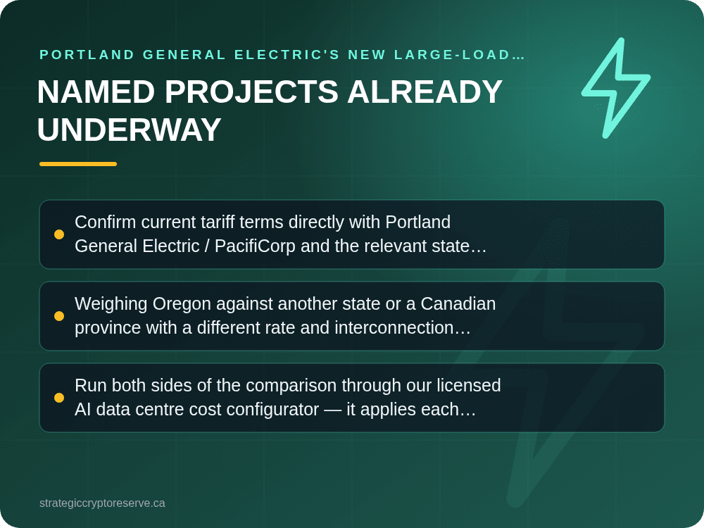 Named Projects Already Underway: Portland General Electric's New Large-Load Rate Class: What It Means for AI Data Center Siting in Oregon