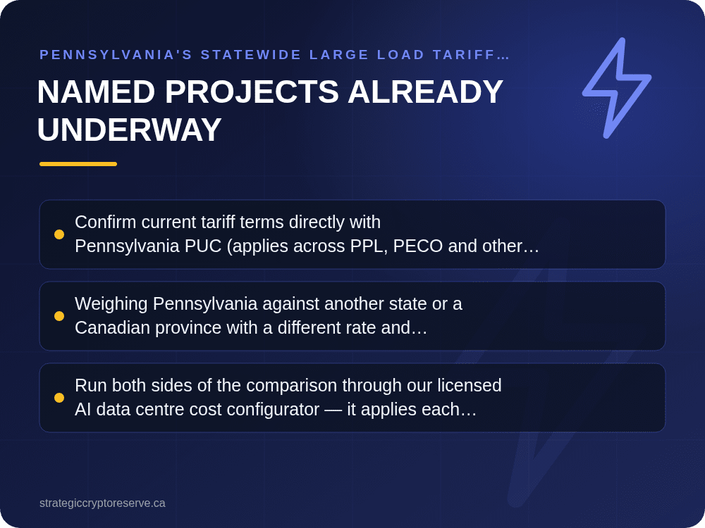 Named Projects Already Underway: Pennsylvania's Statewide Large Load Tariff Framework: What It Means for AI Data Center Siting in Pennsylvania