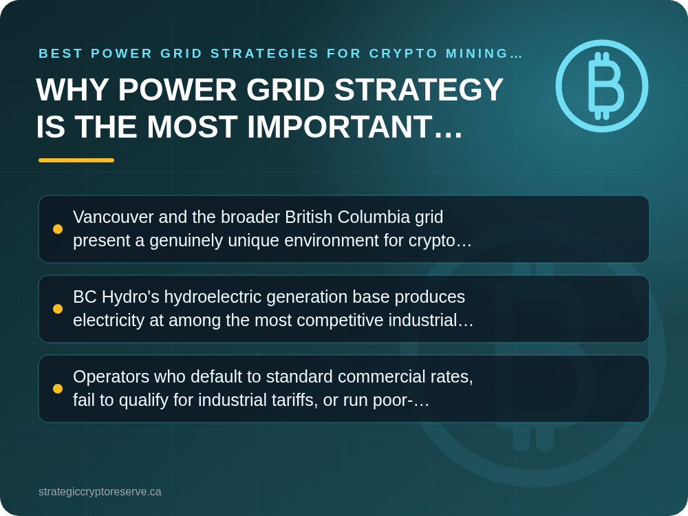 Why Power Grid Strategy Is the Most Important Cost Variable in Vancouver Crypto Mining: Best Power Grid Strategies for Crypto Mining in Vancouver (2026)