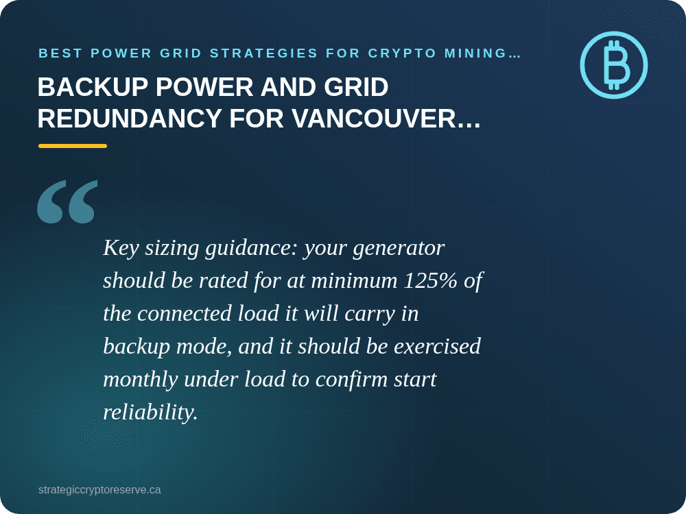 Backup Power and Grid Redundancy for Vancouver Crypto Mining Operations: Best Power Grid Strategies for Crypto Mining in Vancouver (2026)