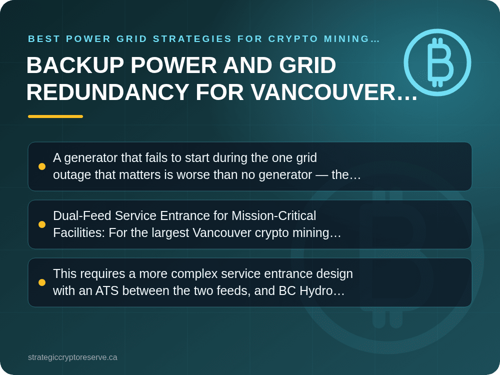 Backup Power and Grid Redundancy for Vancouver Crypto Mining Operations: Best Power Grid Strategies for Crypto Mining in Vancouver (2026)
