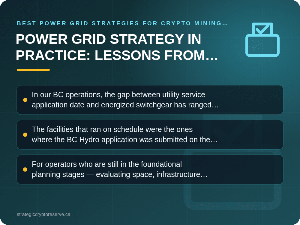 Power Grid Strategy in Practice: Lessons from Strategic Crypto Reserve's British Columbia Operations: Best Power Grid Strategies for Crypto Mining in Vancouver (2026)
