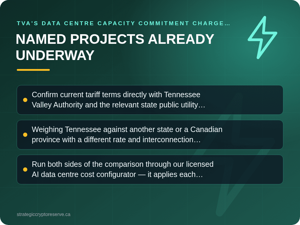 Named Projects Already Underway: TVA's Data Center Capacity Commitment Charge: What It Means for AI Data Center Siting in Tennessee
