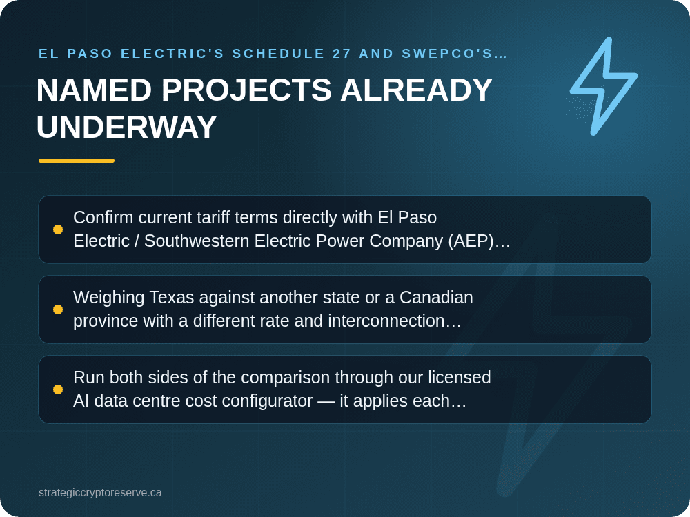 Named Projects Already Underway: El Paso Electric's Schedule 27 and SWEPCO's ES-LL Contract: What It Means for AI Data Center Siting in Texas
