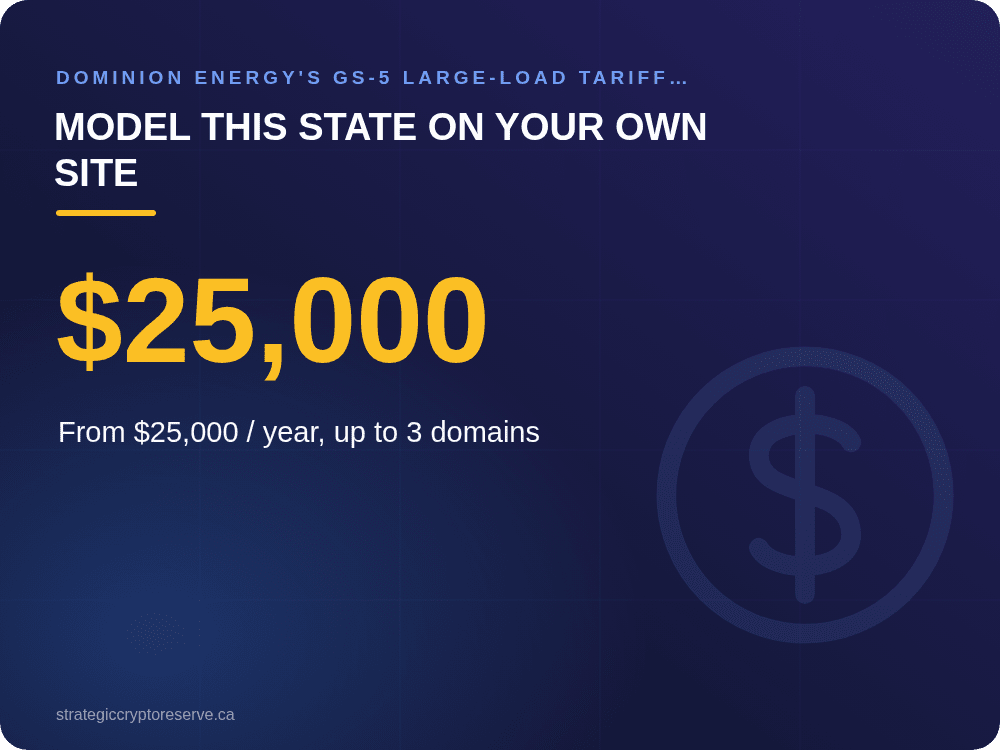 Model This State on Your Own Site: Dominion Energy's GS-5 Large-Load Tariff: What It Means for AI Data Center Siting in Virginia