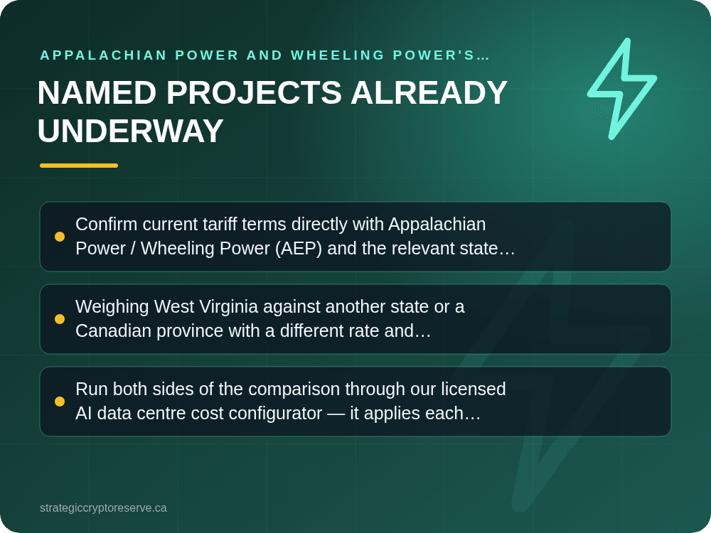 Named Projects Already Underway: Appalachian Power and Wheeling Power's Revised LCP and IP Tariffs: What It Means for AI Data Center Siting in West Virginia