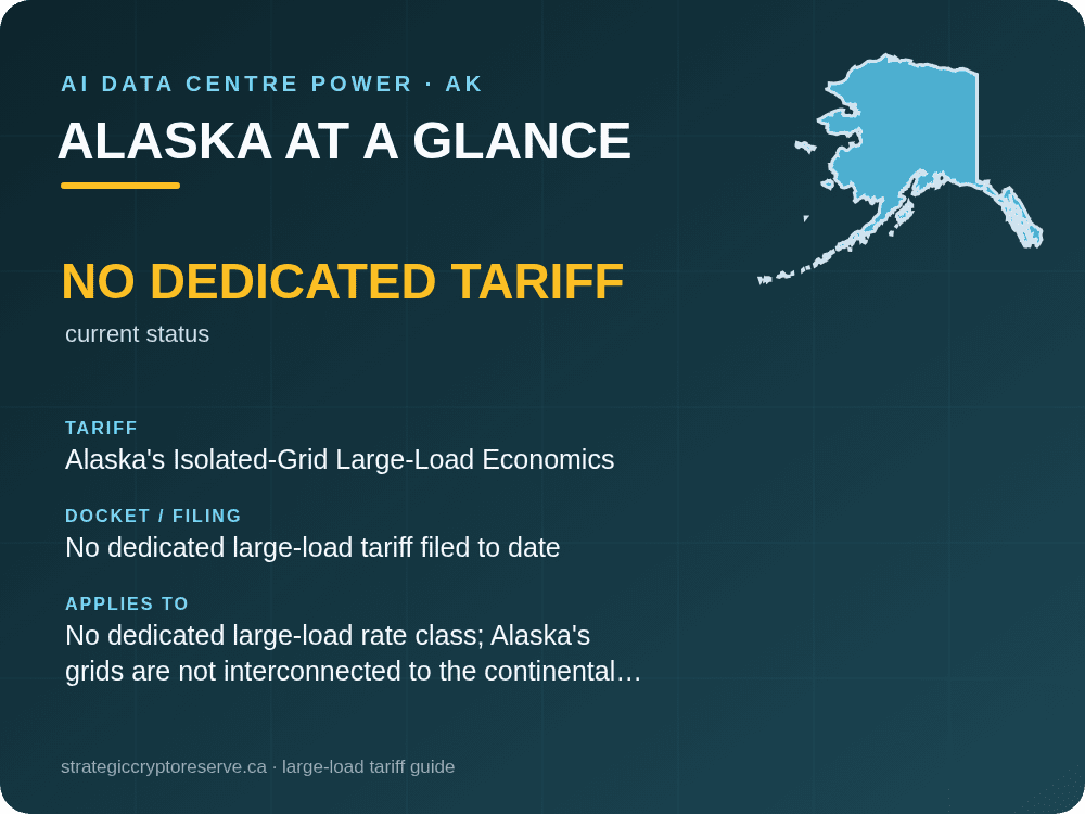 Alaska at a glance: large-load tariff threshold, docket and who it applies to