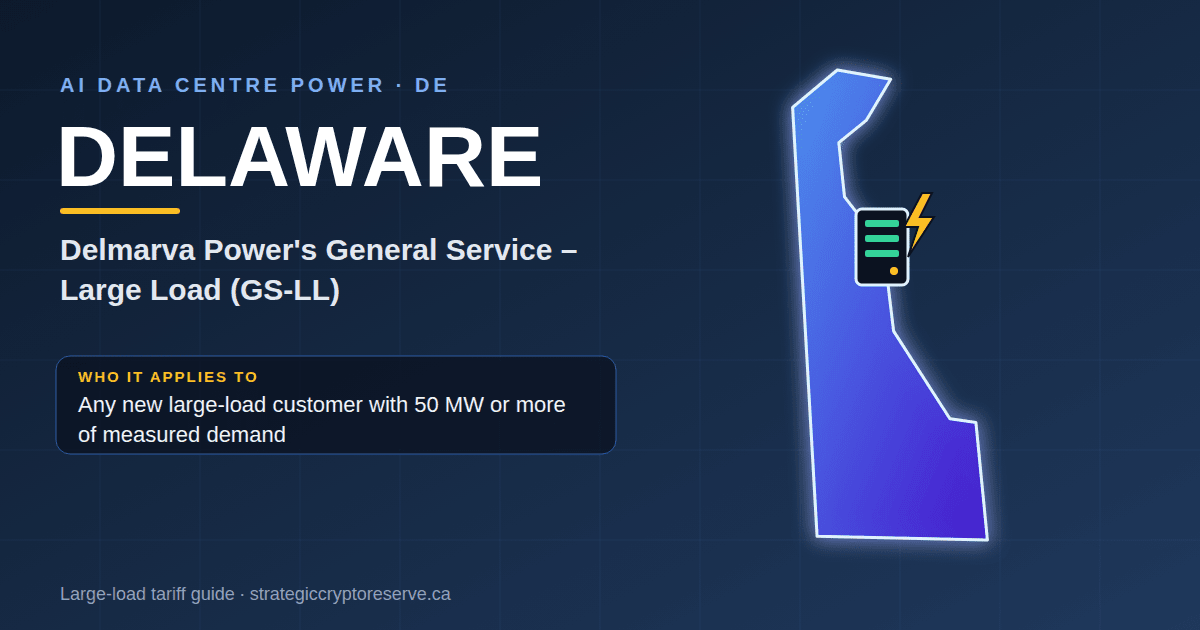 Delaware AI data center power map: Delmarva Power's General Service – Large Load (GS-LL) large-load tariff
