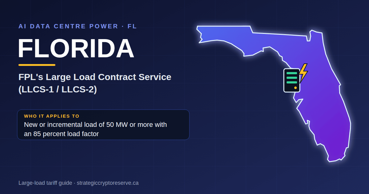Florida AI data center power map: FPL's Large Load Contract Service (LLCS-1 / LLCS-2) large-load tariff
