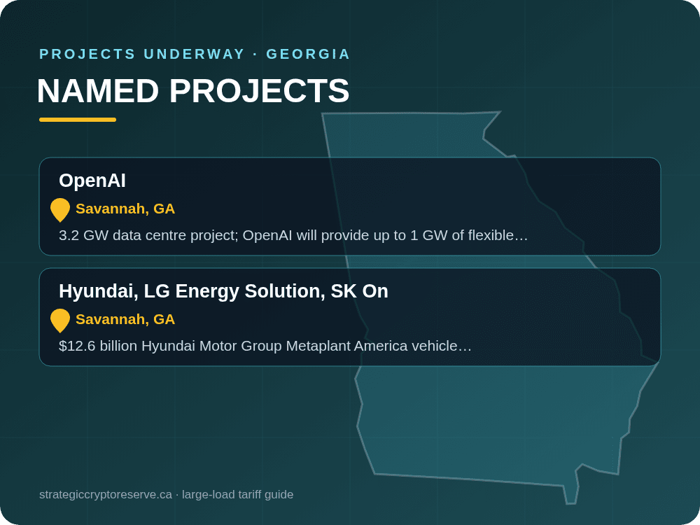 Named data center projects underway in Georgia