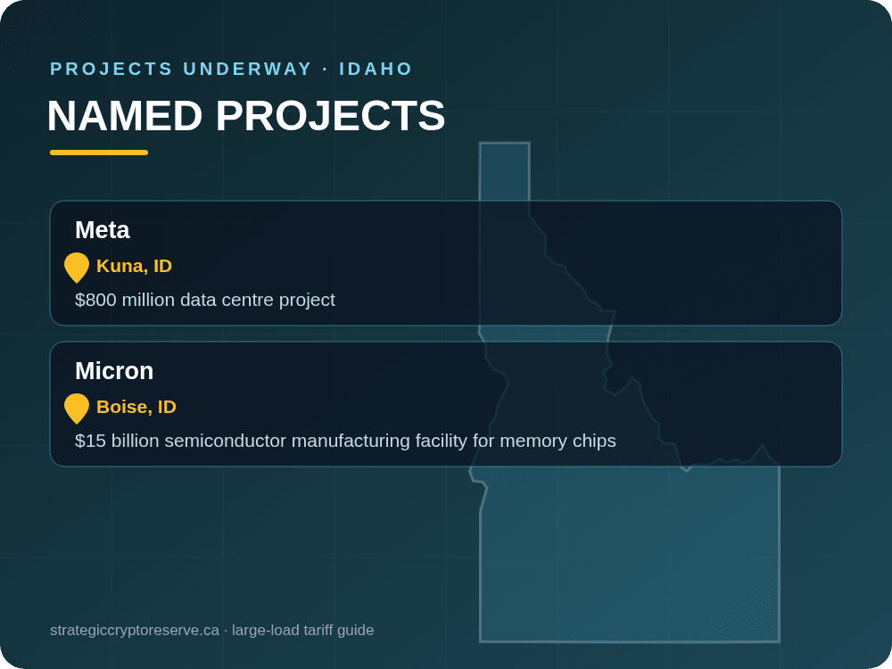 Named data center projects underway in Idaho