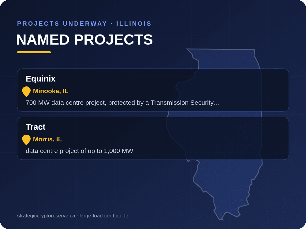 Named data center projects underway in Illinois