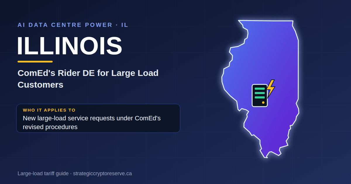 Illinois AI data center power map: ComEd's Rider DE for Large Load Customers large-load tariff