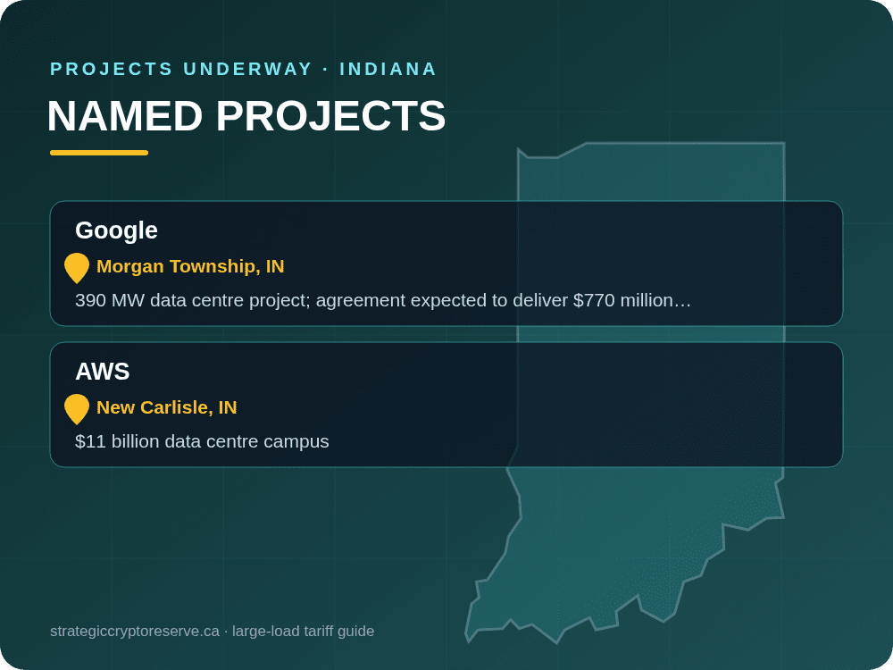 Named data center projects underway in Indiana