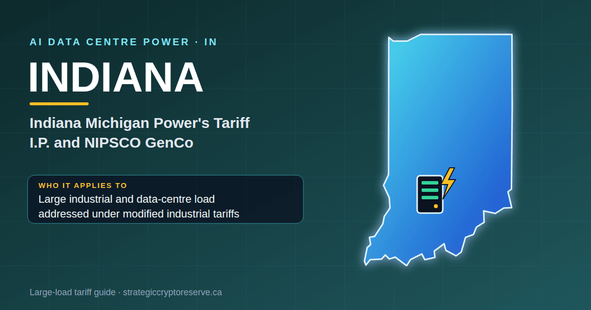 Indiana AI data center power map: Indiana Michigan Power's Tariff I.P. and NIPSCO GenCo large-load tariff