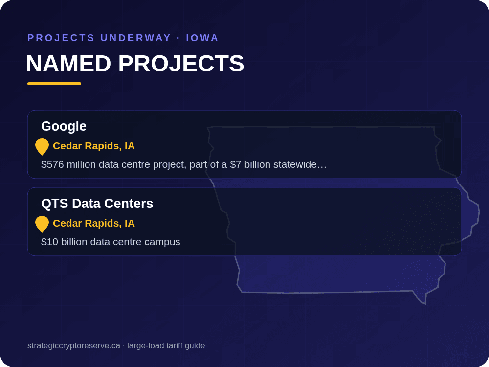 Named data center projects underway in Iowa