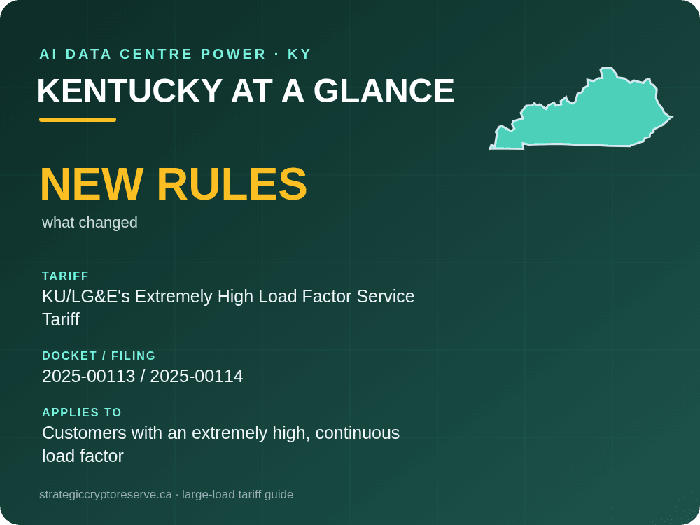 Kentucky at a glance: large-load tariff threshold, docket and who it applies to