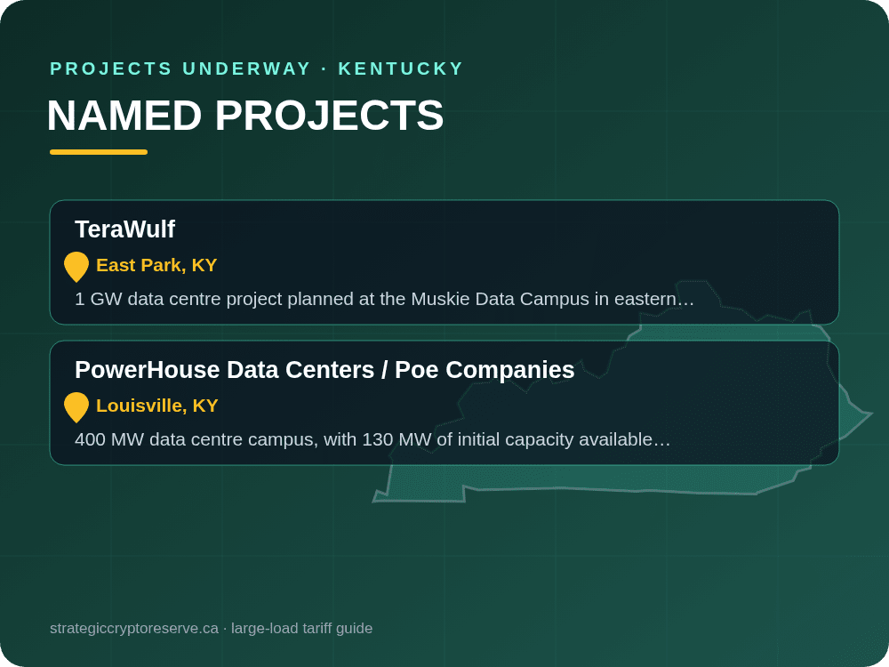 Named data center projects underway in Kentucky