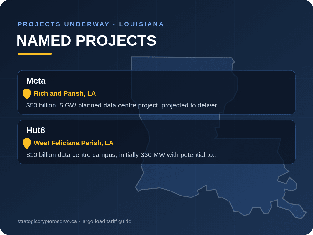 Named data center projects underway in Louisiana