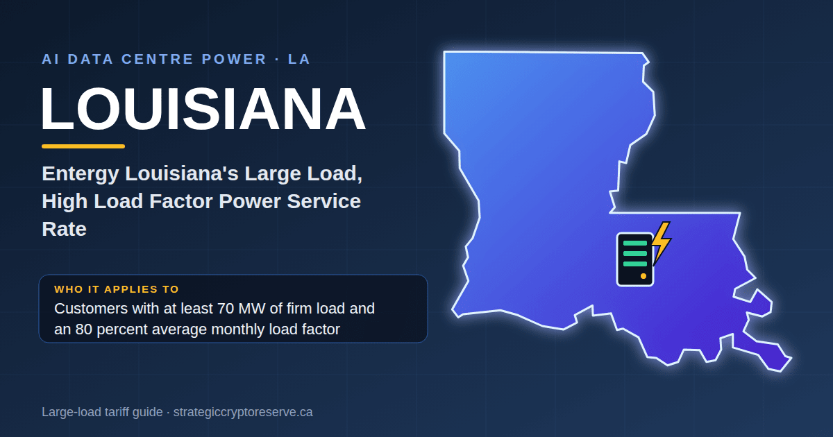 Louisiana AI data center power map: Entergy Louisiana's Large Load, High Load Factor Power Service Rate large-load tariff