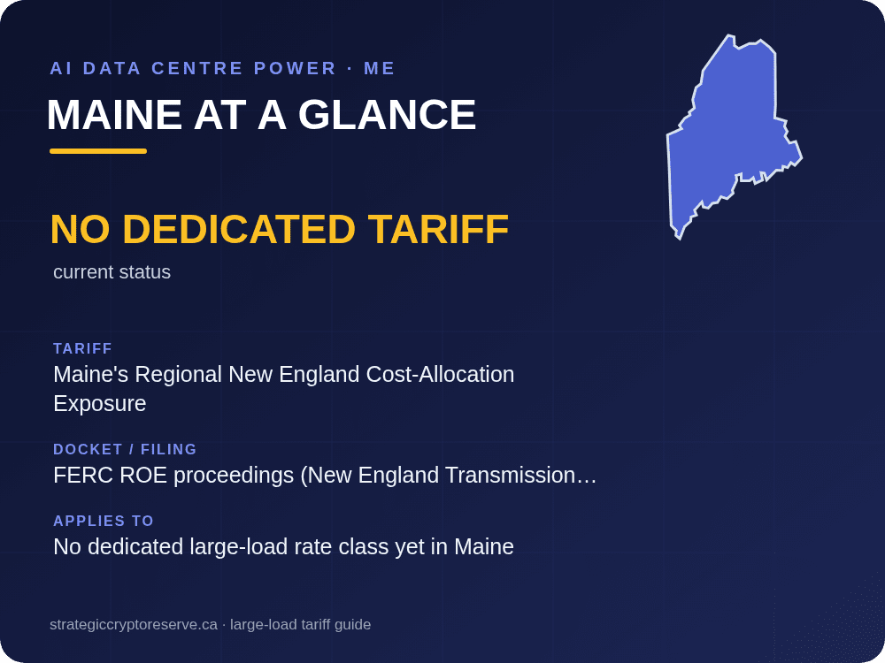 Maine at a glance: large-load tariff threshold, docket and who it applies to