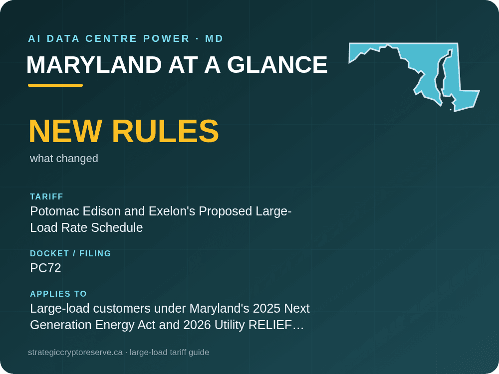 Maryland at a glance: large-load tariff threshold, docket and who it applies to