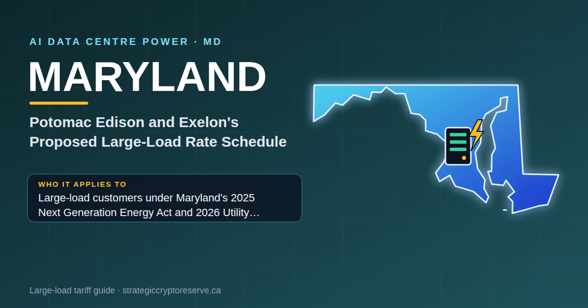 Maryland AI data center power map: Potomac Edison and Exelon's Proposed Large-Load Rate Schedule large-load tariff