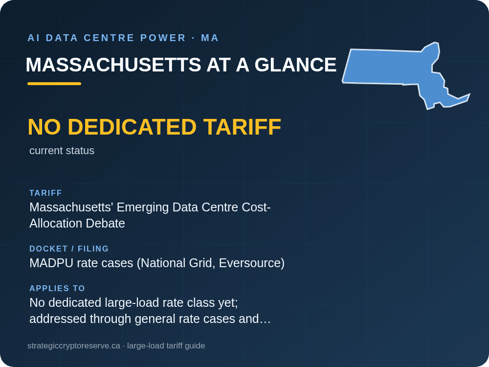 Massachusetts at a glance: large-load tariff threshold, docket and who it applies to