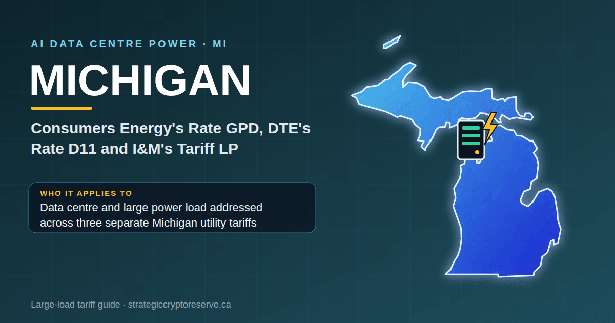 Michigan AI data center power map: Consumers Energy's Rate GPD, DTE's Rate D11 and I&M's Tariff LP large-load tariff