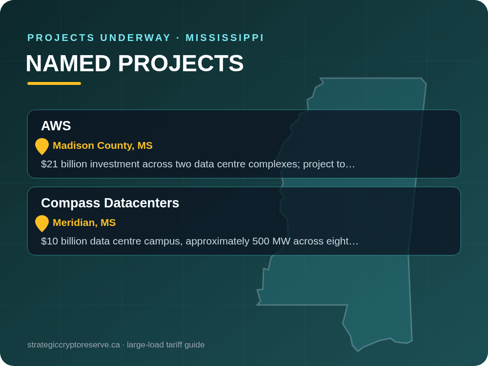 Named data center projects underway in Mississippi