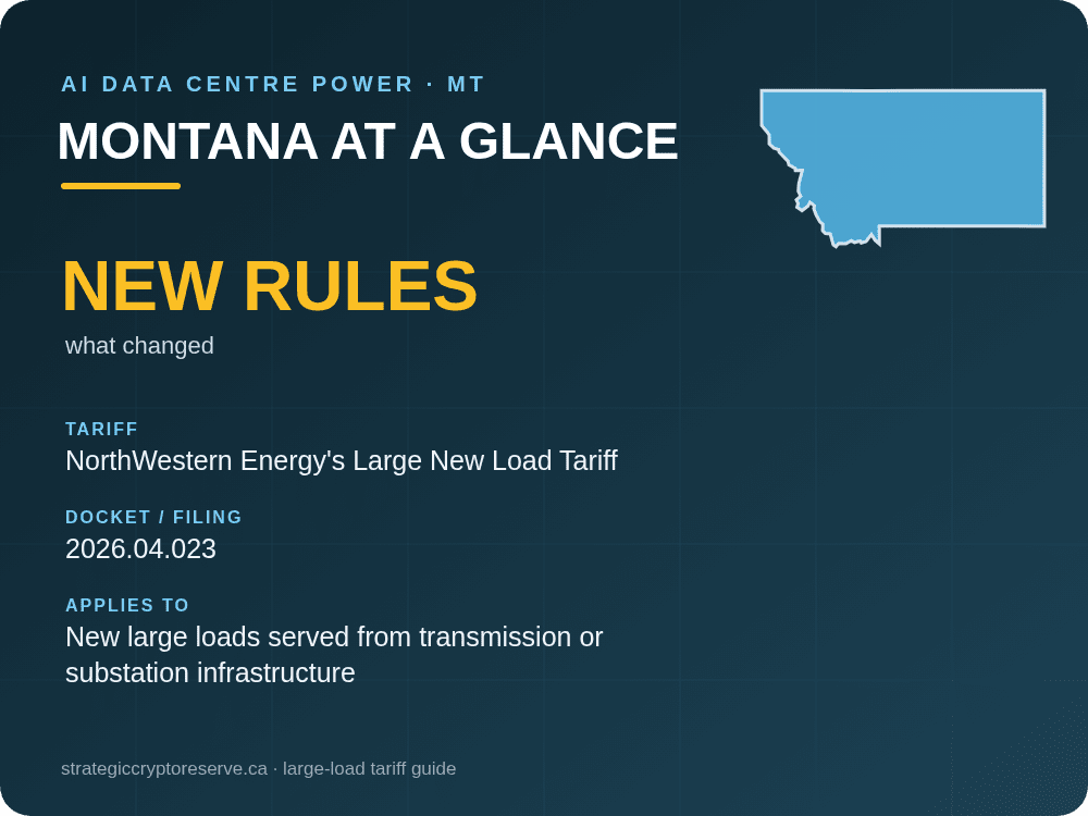 Montana at a glance: large-load tariff threshold, docket and who it applies to