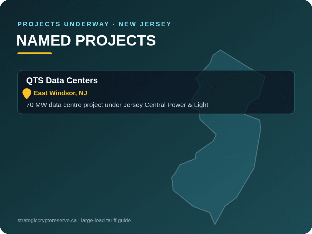 Named data center projects underway in New Jersey