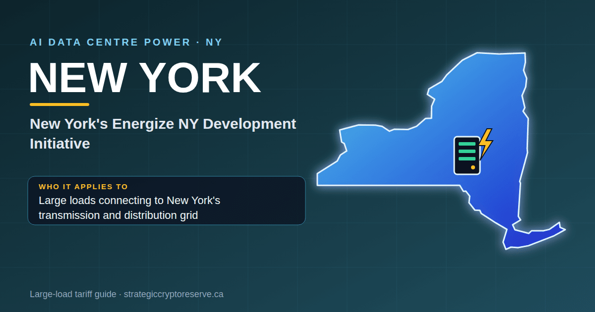 New York AI data center power map: New York's Energize NY Development Initiative large-load tariff