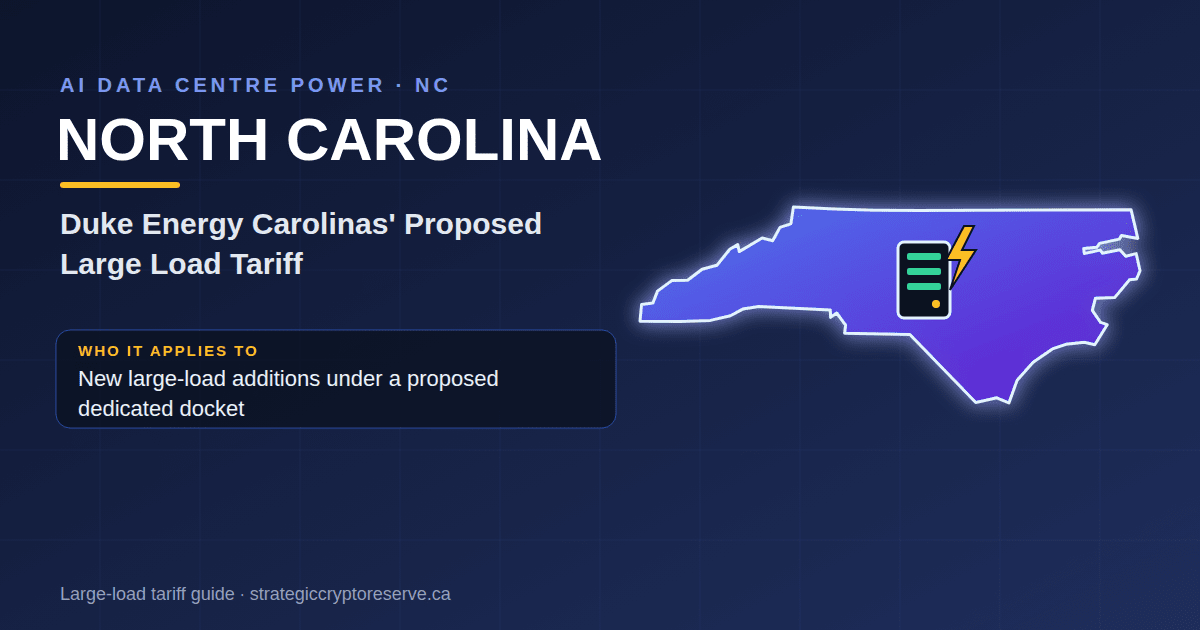 North Carolina AI data center power map: Duke Energy Carolinas' Proposed Large Load Tariff large-load tariff