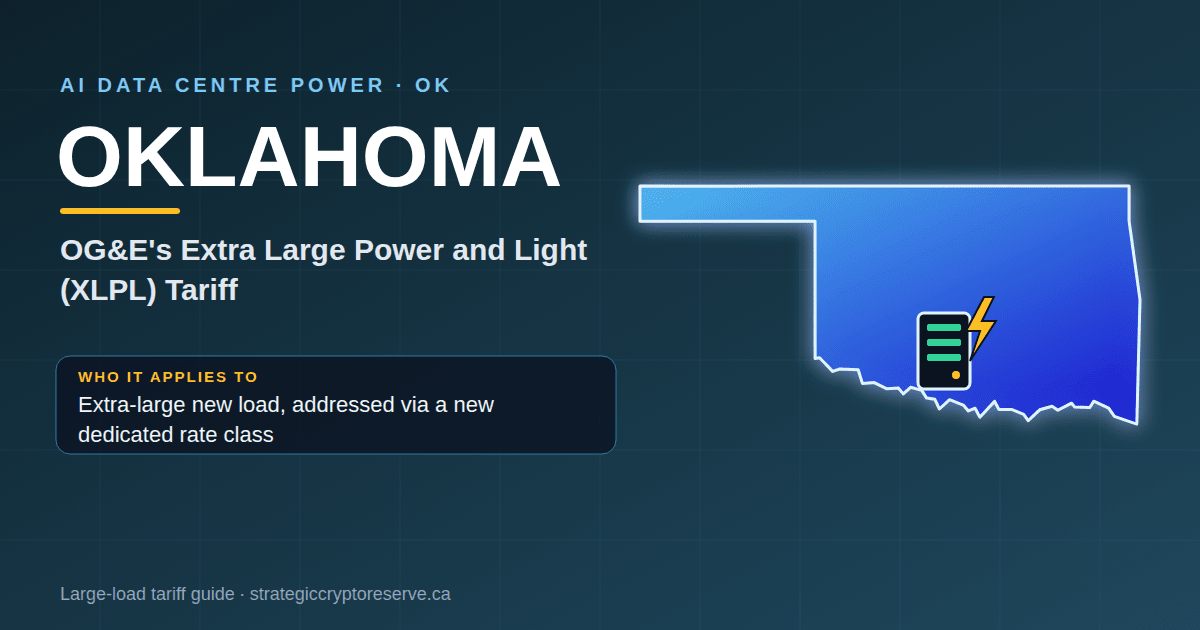 Oklahoma AI data center power map: OG&E's Extra Large Power and Light (XLPL) Tariff large-load tariff