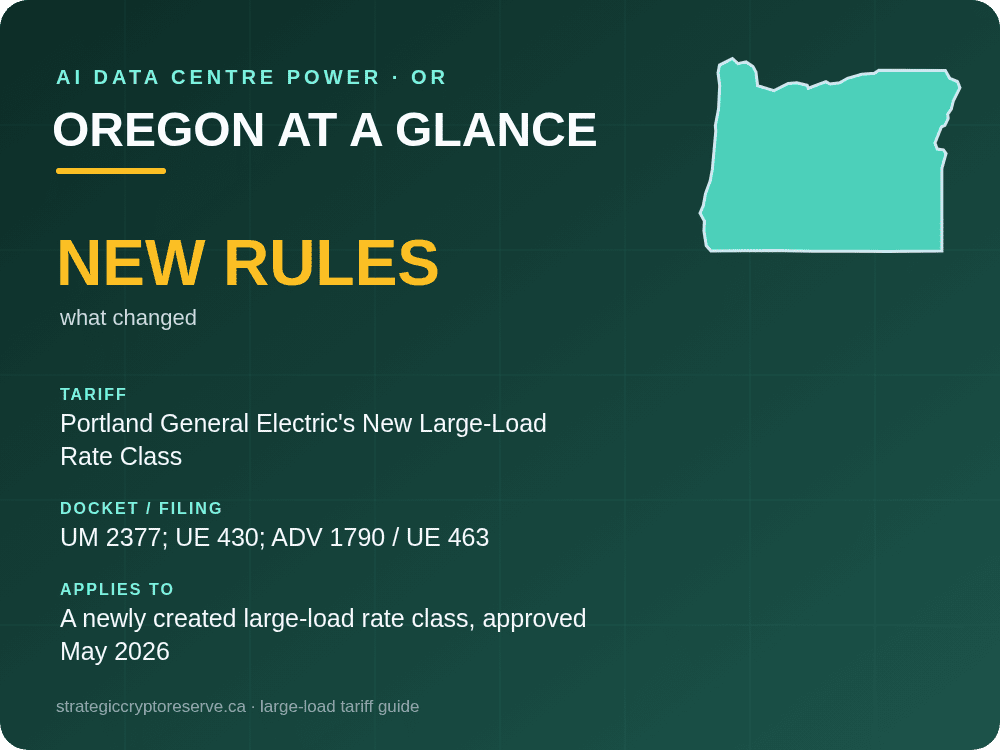 Oregon at a glance: large-load tariff threshold, docket and who it applies to