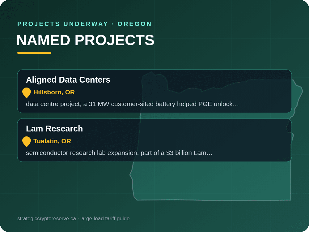 Named data center projects underway in Oregon