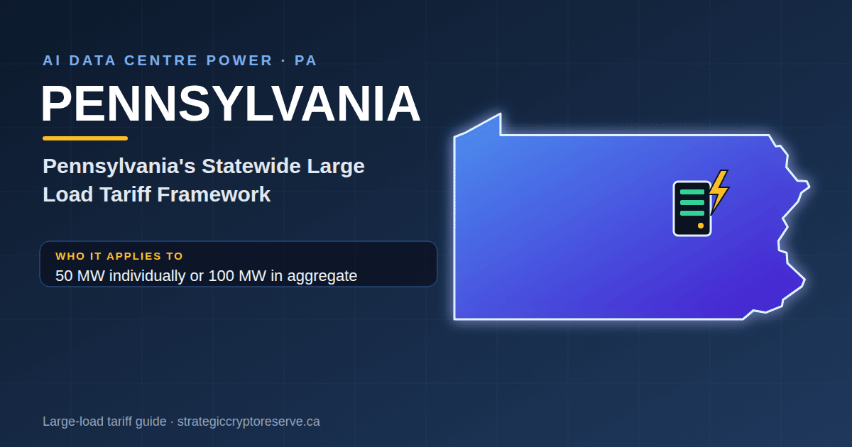 Pennsylvania AI data center power map: Pennsylvania's Statewide Large Load Tariff Framework large-load tariff